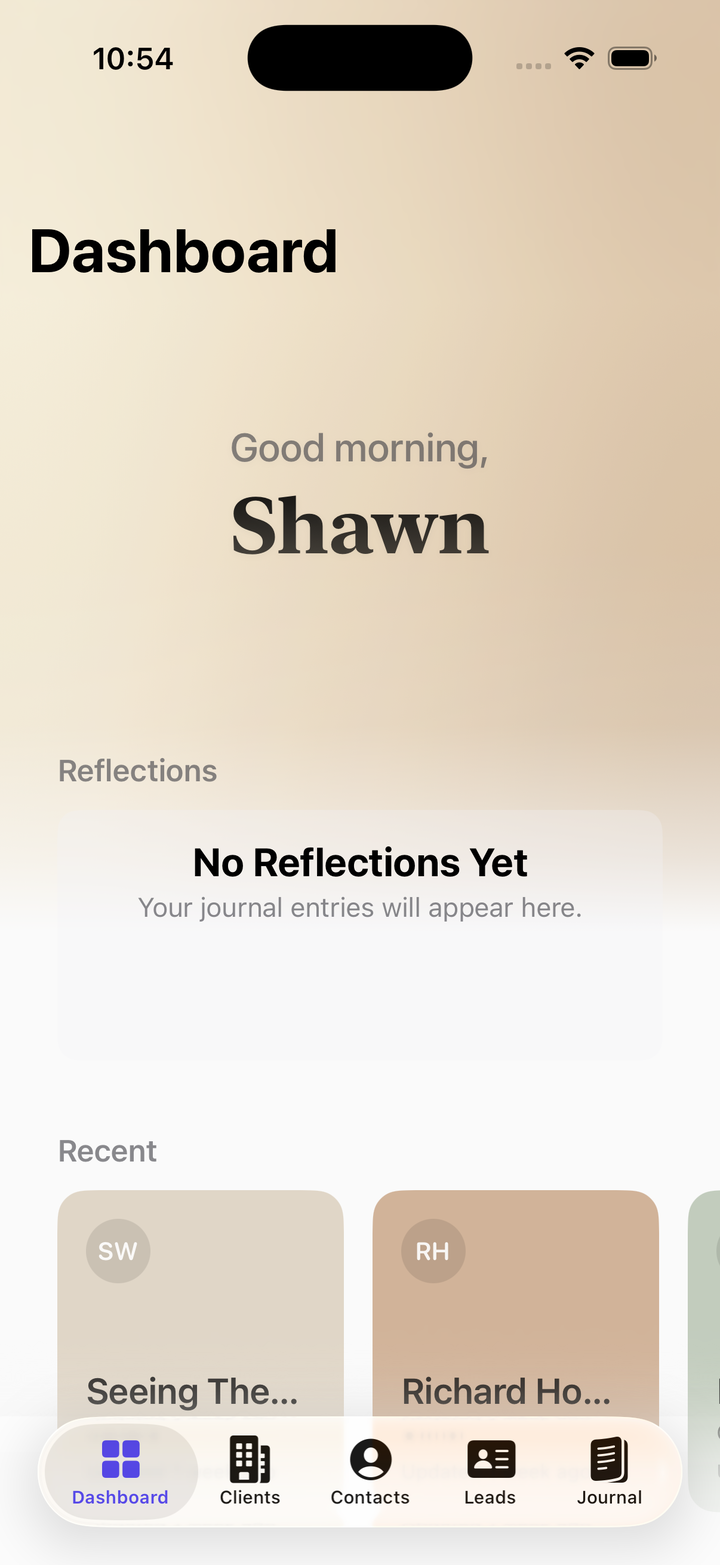 Pueblo CRM iOS dashboard